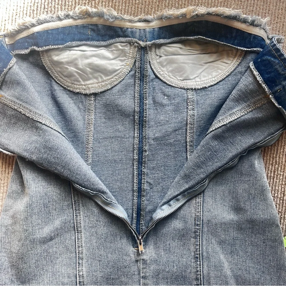Cider Denim Dress  Strapless Light Blue size M - Picture 7 of 10